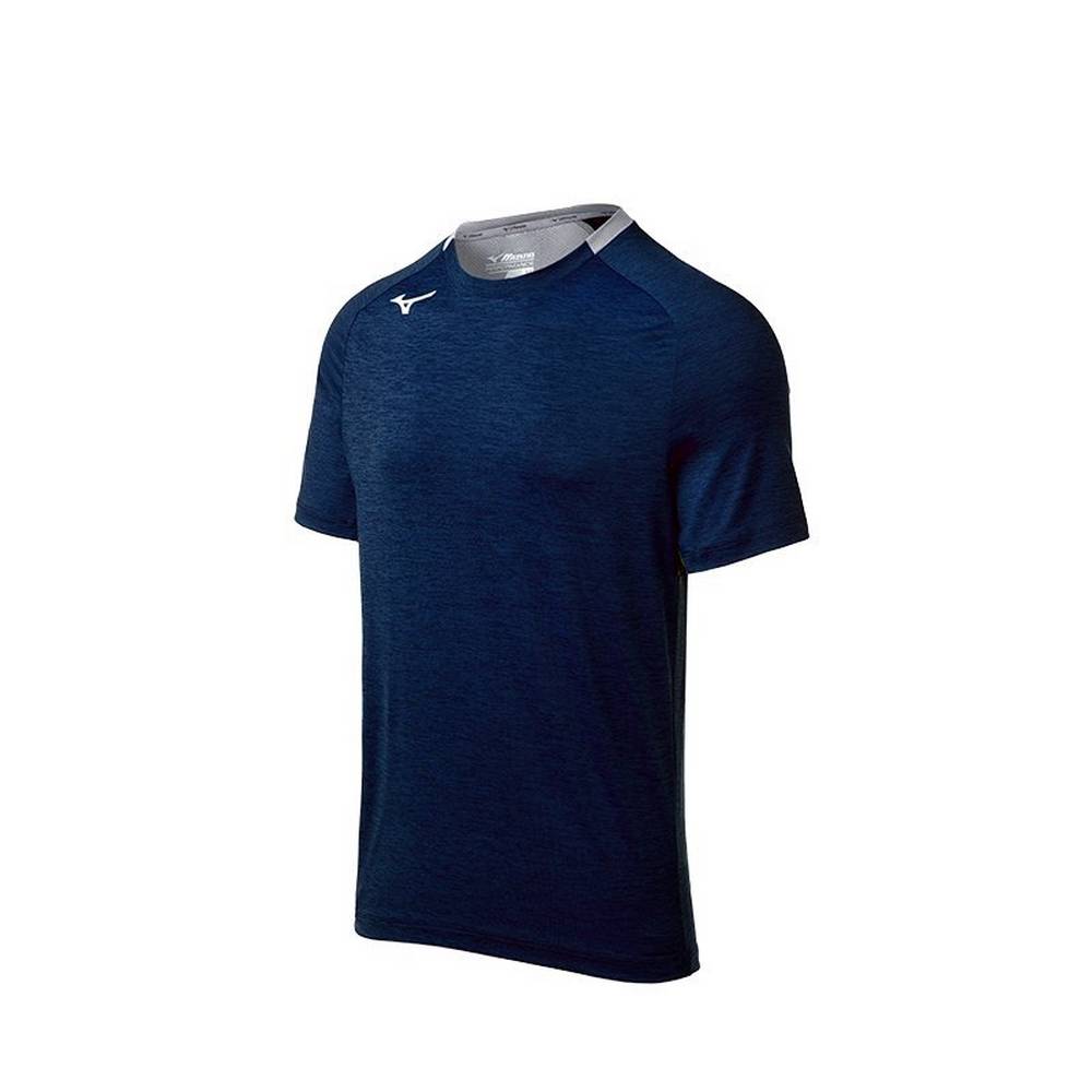 Camisetas Mizuno Alpha Short Sleeve Para Hombre Azul Marino 3508942-OX